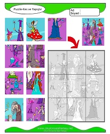 Puzzle Kes Yapıştır Çalışma Sayfaları